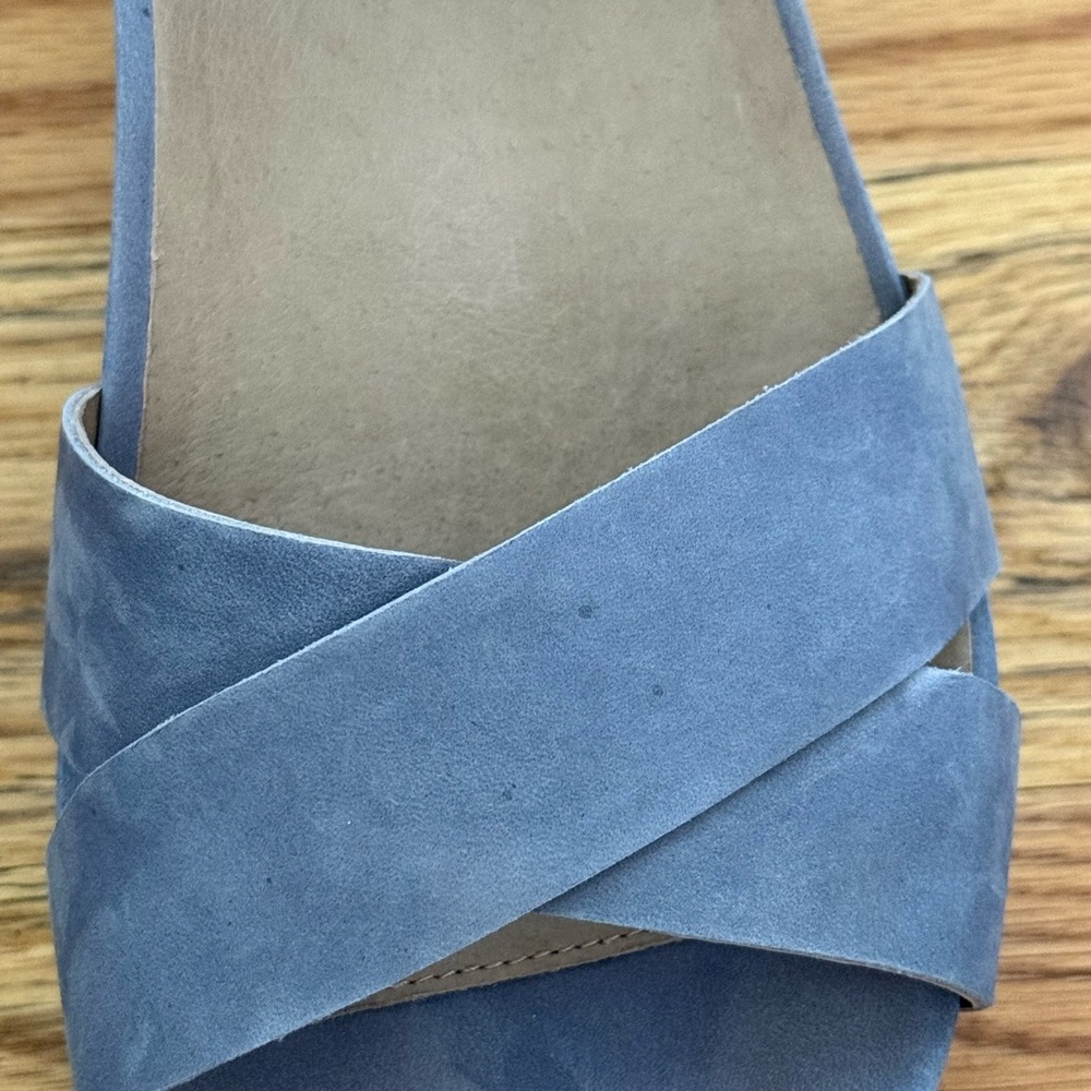 Abeo Light Blue Hana Wedge Sandals Suede - Picture 10 of 13